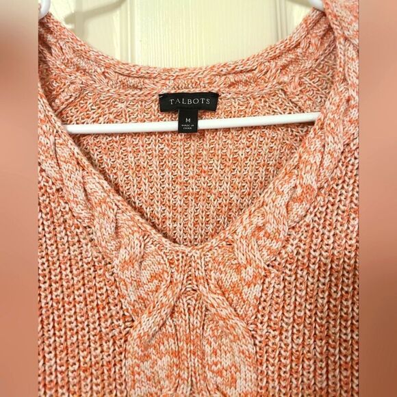 Talbots Cable Knitted Long Sleeve Oversized Sweater With Zippers On Bottom Sides - Picture 3 of 5